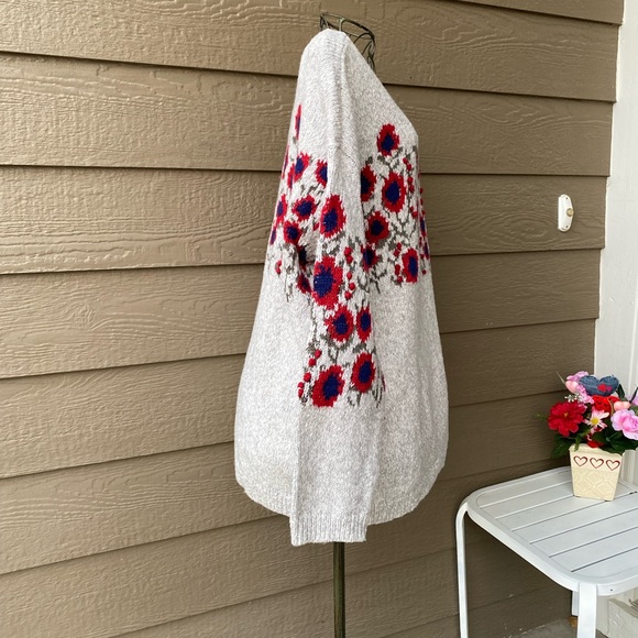 J JILL boxy oversized floral print knit crew neck size medium - Picture 3 of 11